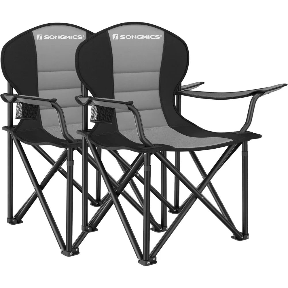 

Folding Camping Chair Set of 2, Supports 551 lb per Chair, with Comfortable Sponge Seat, Heavy Duty Structure, Cup Holder, Outd