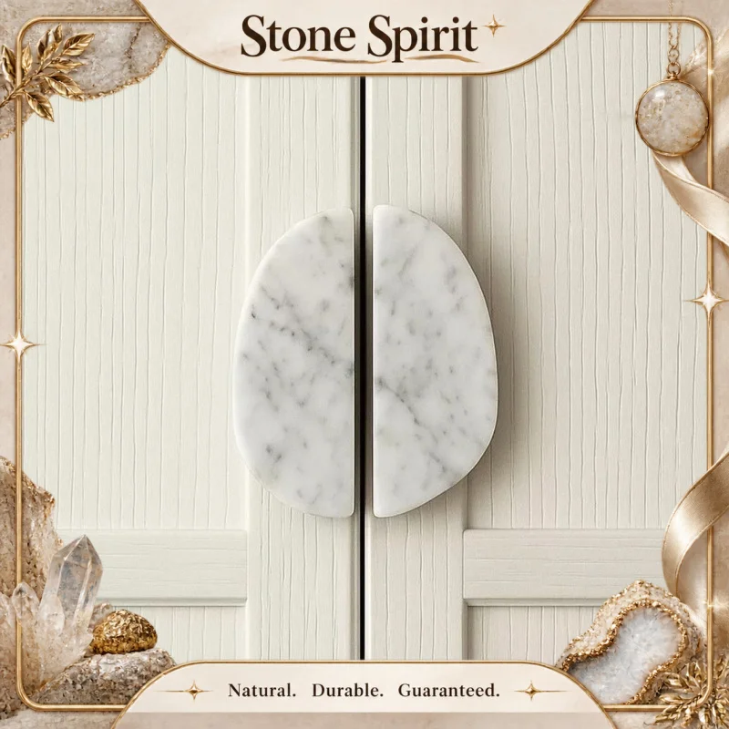 Nordic Minimalist Natural Marble Irregular Pull Handle French Style Wardrobe Cabinet Door Knob Commercial Glass Door Handle