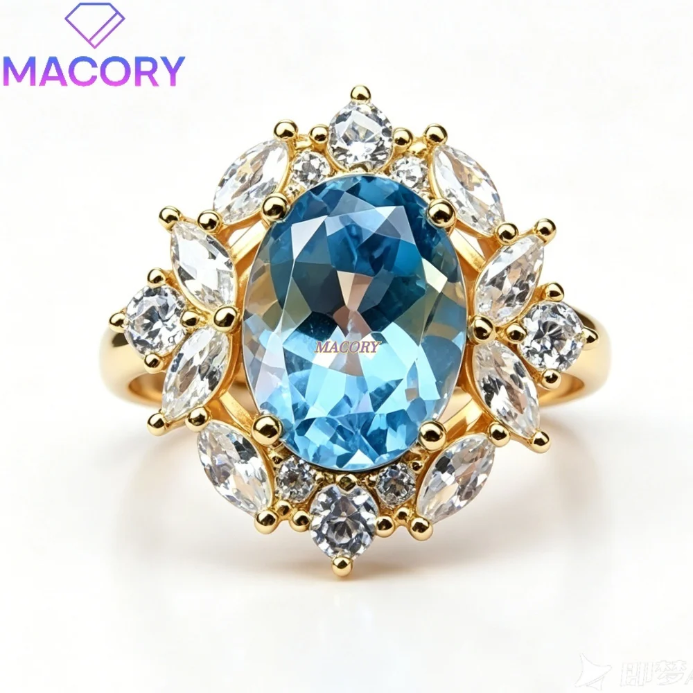 S925 silver natural topaz ring gorgeous vintage style exquisite craftsmanship great for banquets ceremonies anniversaries