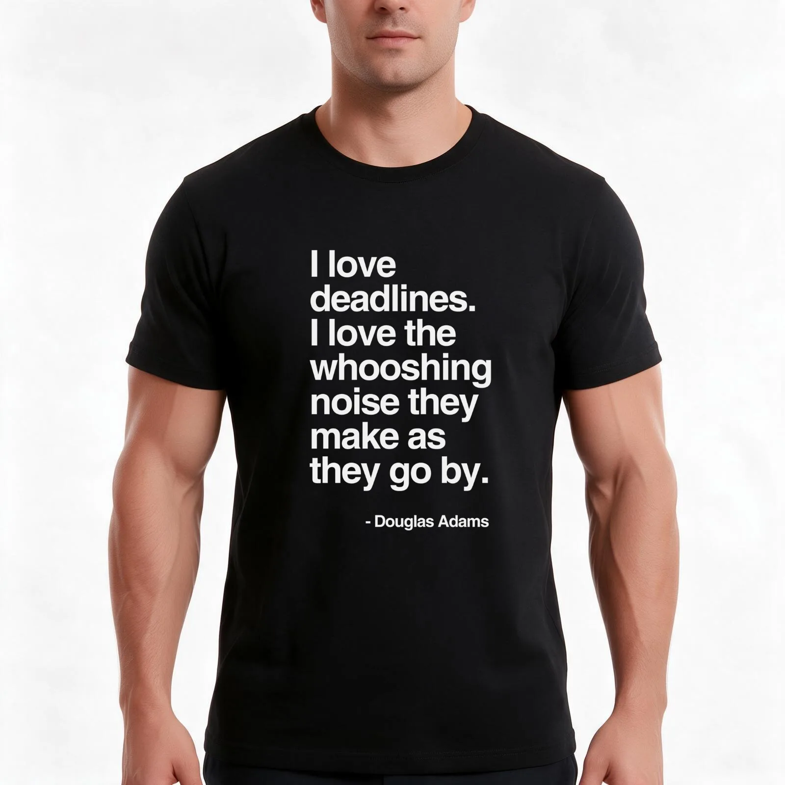 Douglas Adams Deadline Lover T-Shirt, Summer Casual Cotton Tee, Oversized Streetwear Tops, Vintage Graphic Print, 100% Cotton
