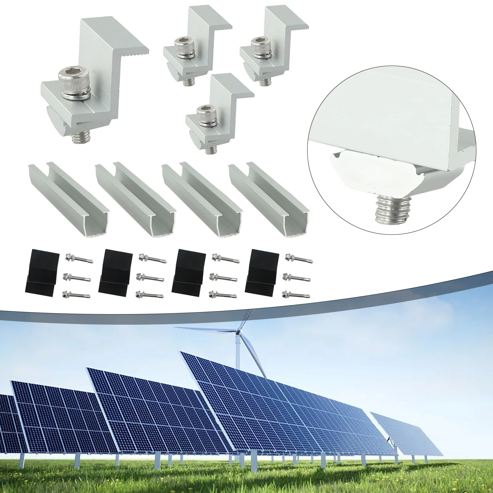 2/4 Set Solar Panel Mounting Bracket Set Module Aluminum Bracket Rail Fastening Rail Trapezoidal Roof Mount For 30/35 Mm
