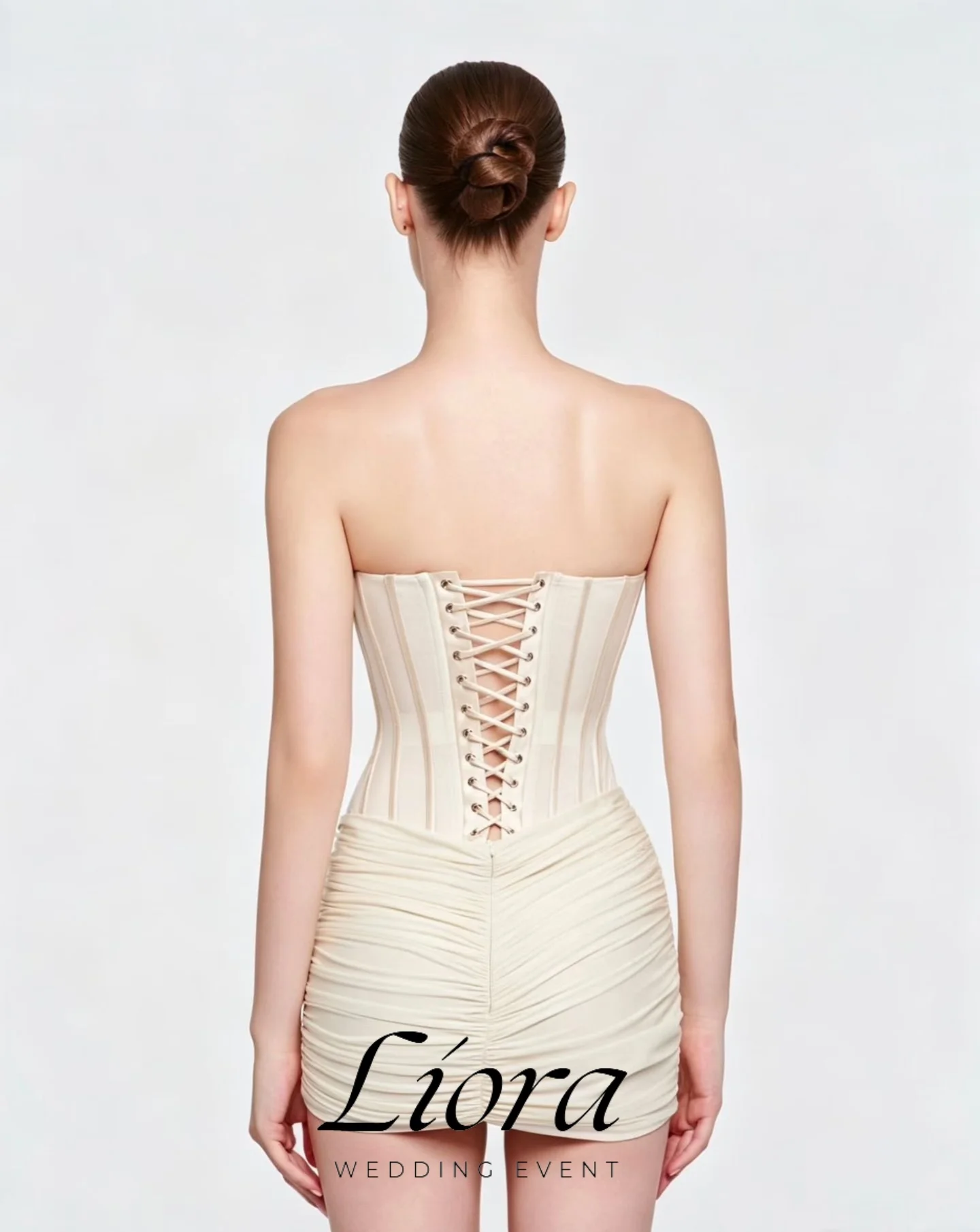 Liora Customized Sexy Strapless Prom Gown Corset Patchwork Draped Backless Lace-up Folds Bodycon Dresses Evening Party Dress