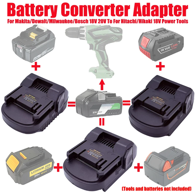 

ALASICKA MT18HK DM18HK BS18HK Battery Adapter for Makita/Dewalt/Milwaukee/Bosch 18V 20V Battery To for Hitachi/Hikoki 18V Tools