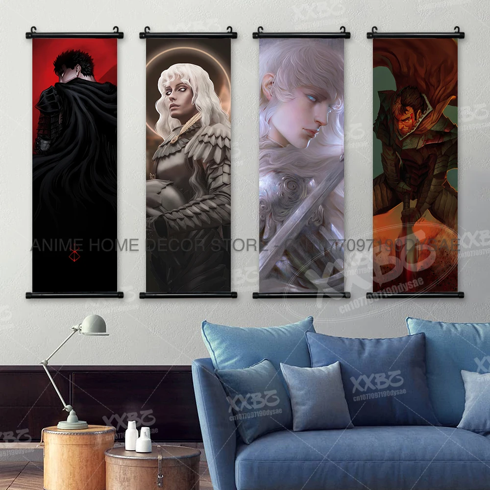 Berserk Poster Anime Scrolls Picture Guts Hanging Painting Griffith Wallpaper Casca Home Decoration Black Swordsman Wall Artwork