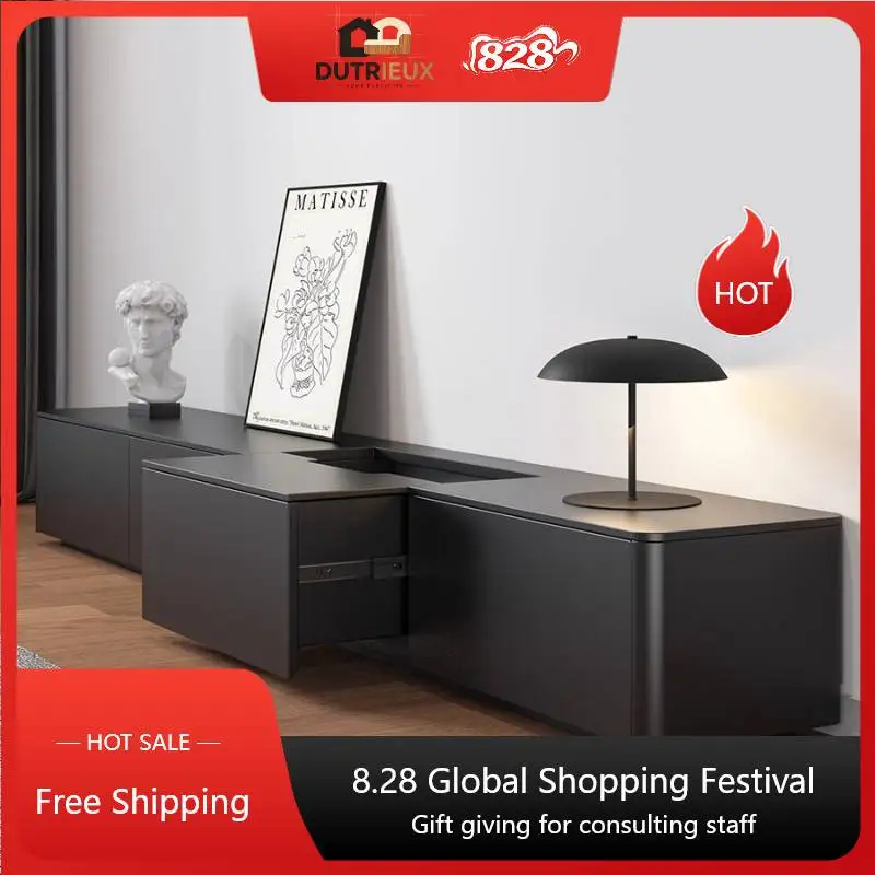 Classic Black Long Tv Cabinet Minimalist Nordic Modern Luxury Tv Cabinet Storage Designer Fernsehtisch Furniture For Home