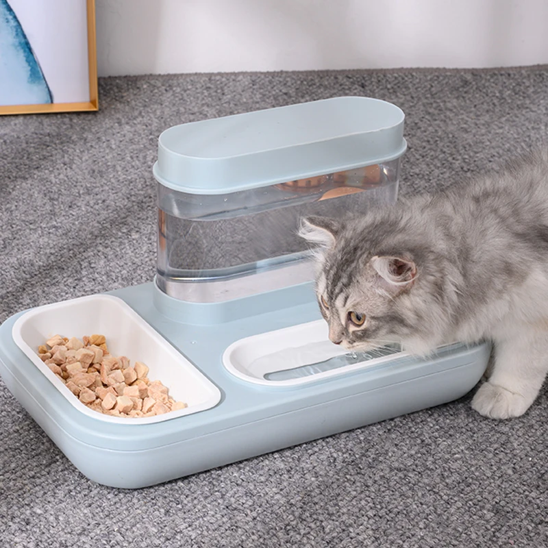 Transparent Pet Cat Feeder Bowl Dual-Use Automatic Food Drinking Fountain Transparent 3L Capacity Puppy Feeding Waterer