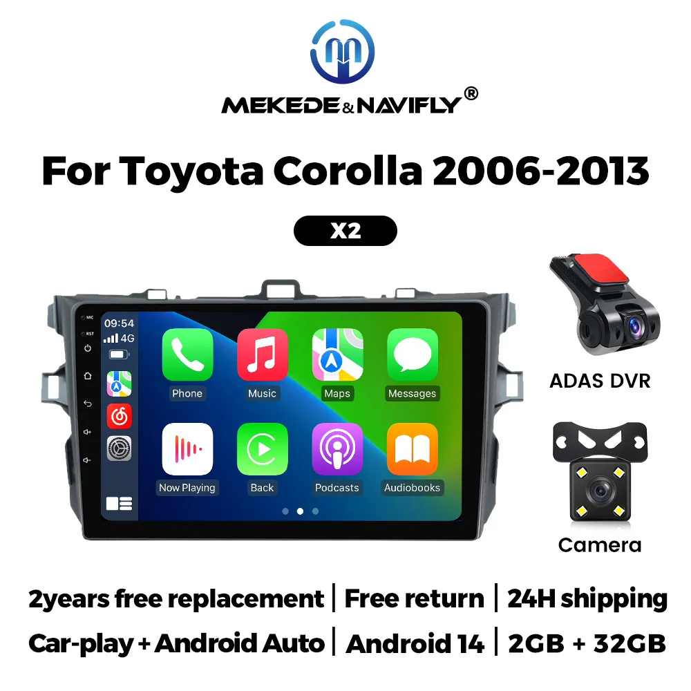 New 2025 Android Carplay Stereo Car Radio For Toyota Corolla 2006 - 2013 GPS Navigation Smart Systems Auto Multimedia Player