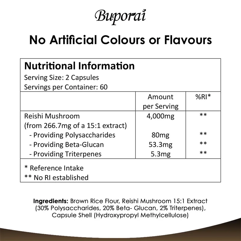 Reishi Mushroom Capsules 4000mg - Improves White Blood Cell Function, and Boosts Cellular Energy, Enhance Immunity