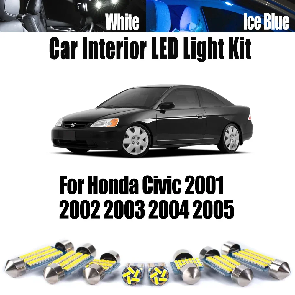 

Комплект из 11 светодиодных ламп Canbus для салона, чтения, освещения номерного знака и багажника для Honda Civic 2001-2005 годов, аксессуары