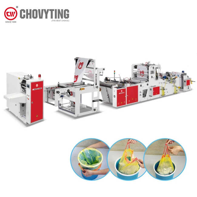 Máquina para fabricar bolsas de basura con cinta de dibujo completamente automática de 1000PG para bolsa de perforación en rollo sin núcleo