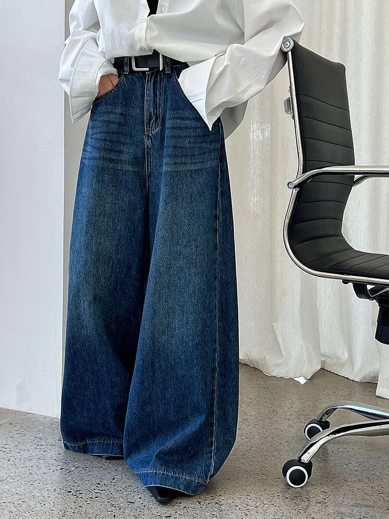 SuperAen – jean ample de style coréen, pantalon à jambes larges délavé pour femme, surdimensionné, droit, pleine longueur, nouvelle collection automne 2025