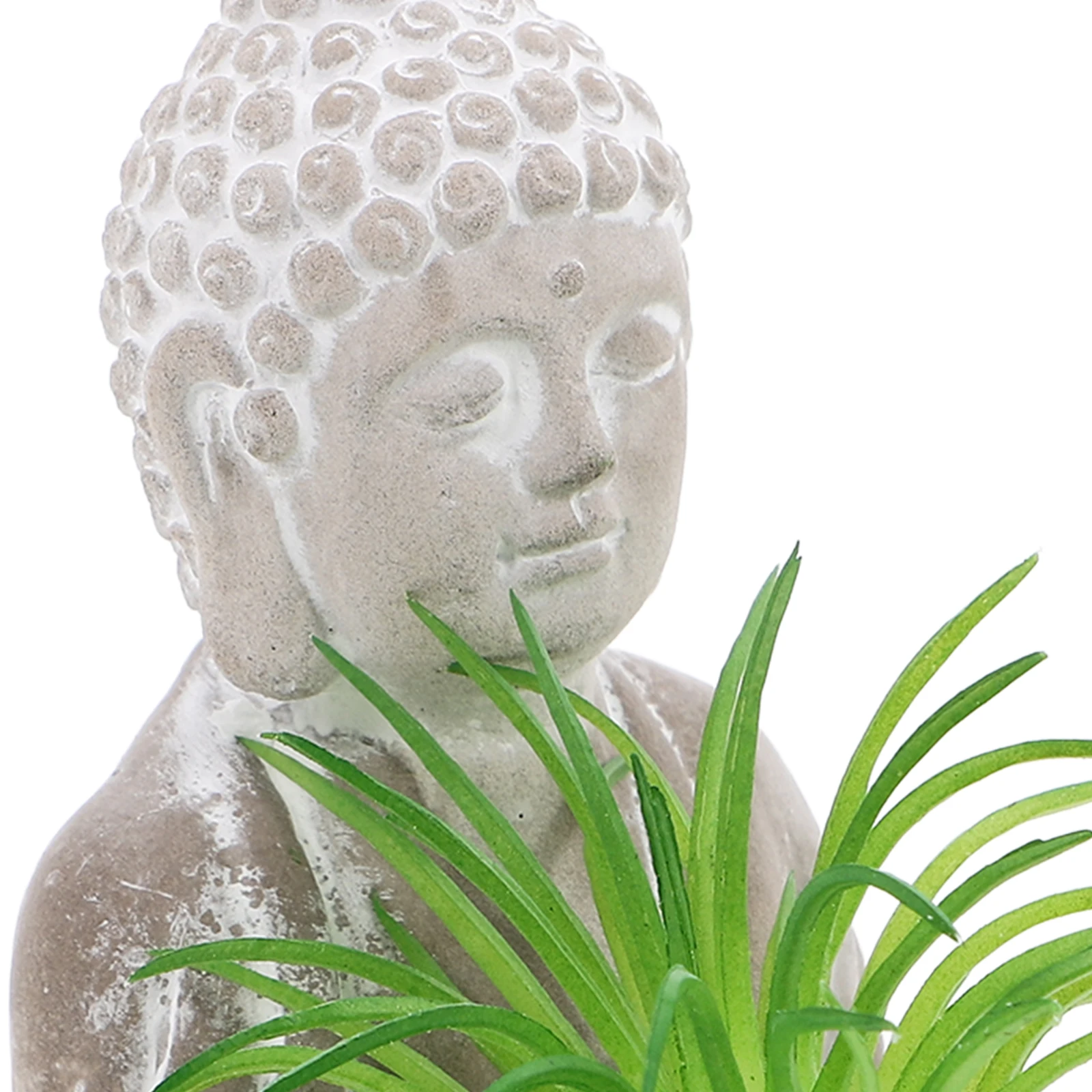 Outdoor Cement Buddha Statue Small Faux Plant Decor for Garden Desk Decorative Garden Sculpture Zen Style Ornament