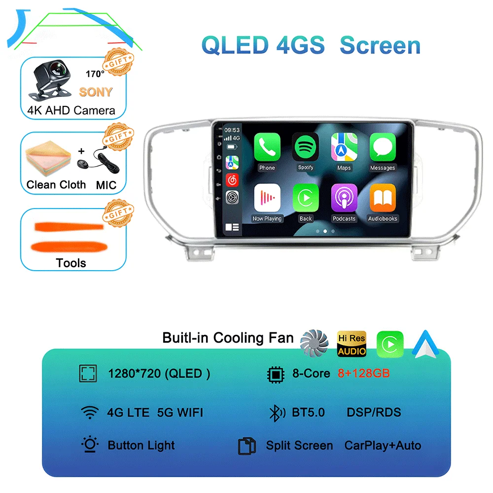 Android 16 autoradio multimediasysteem navigatie GPS 2 Din stereo DVD accessoires speakers voor KIA Sportage 4 KX5 2016 - 2018