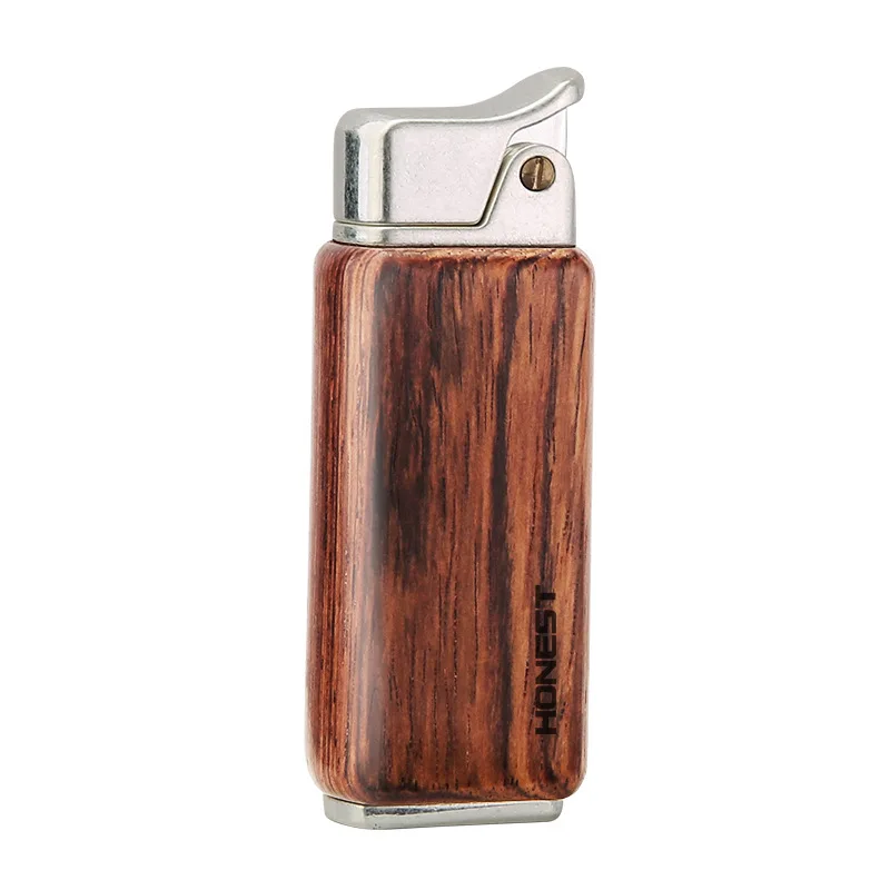 New Baicheng Sandalwood Kerosene Lighter Retro Personality Press Ignition Lighter Men\'s Gift Cigarette Accessories Outdoor