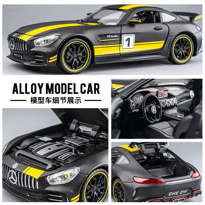 1:24 GTRโลหะผสมกีฬารถของเล่นจําลองโลหะDiecastเสียงดึงกลับรถแข่งสําหรับของขวัญเด็ก