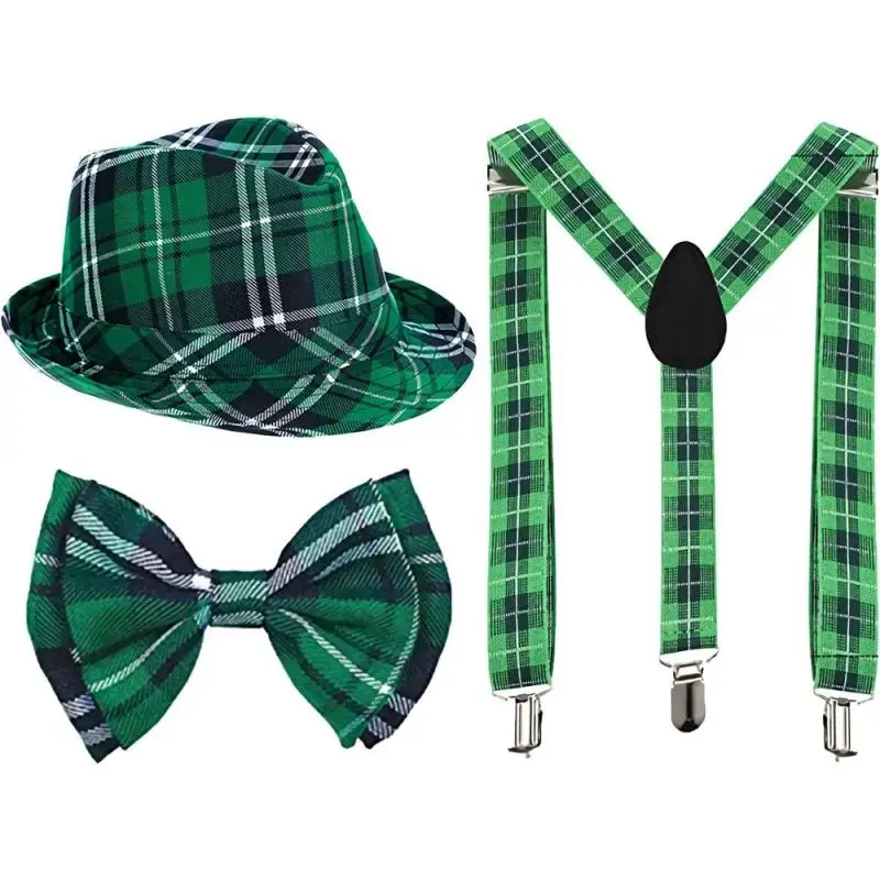 

Irish Outfit Saint Pattys Day Hat Green Bow Tie And Suspenders For Girls And Boys St Patrick's Day Party Supplies cosplay