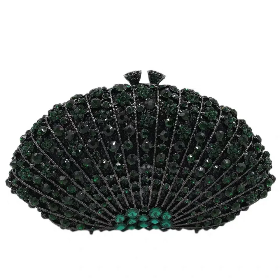 High Quality Elegant Exquisite Fan Shaped Ladies Evening Clutch Bag Banquet Chain Shoulder Bag - view 2