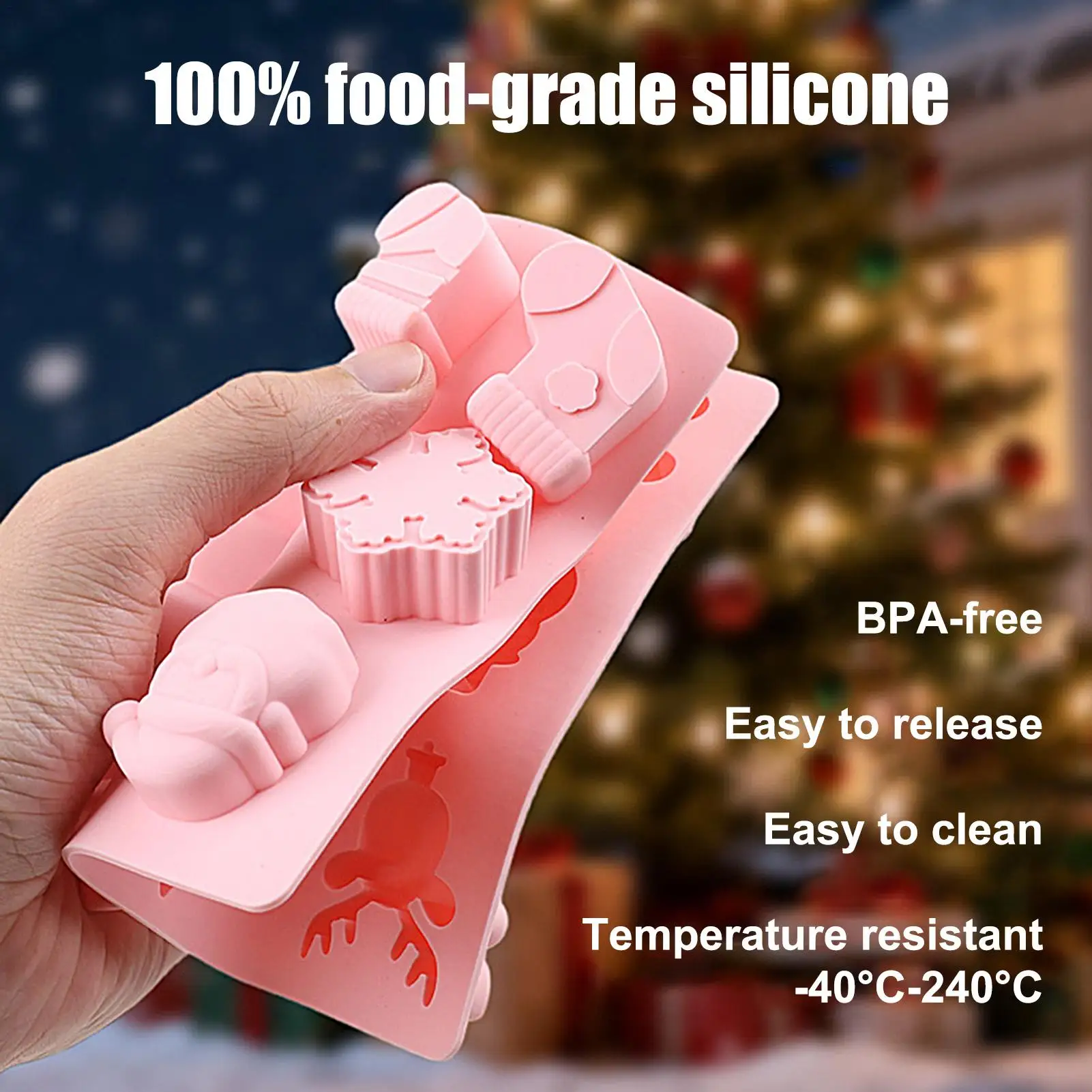 Christmas Silicone Baking Mold 10-Cavity Silicone Baking Molds Christmas Tree Snowman Snowflake Shaped Christmas Cake Mold