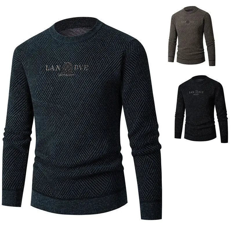 

Теплый вязаный базовый свитер для молодежи, мужской осенне-зимний джемпер с воротником, рукавом 3/4 и цветочным узором, для ношения под одеждой