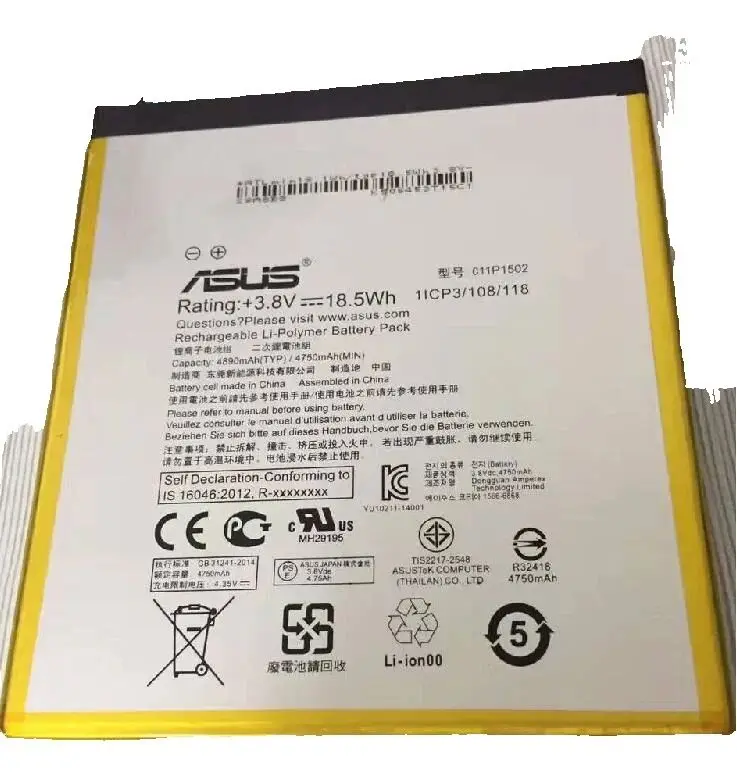 

Новый оригинальный аккумулятор для ASUS P023 M1000C ZenPad 10 (ZD0310C) (ZD300C) 3G (ZD300CG) LTE (ZD300CL) (Z300C) C11P1502 3,8 В 18,5 WH