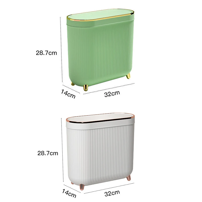 Luxury Waterproof Garbage Tin for Bathroom and Toilet Gold High Foot Trash Can for Kitchen and Bedroom