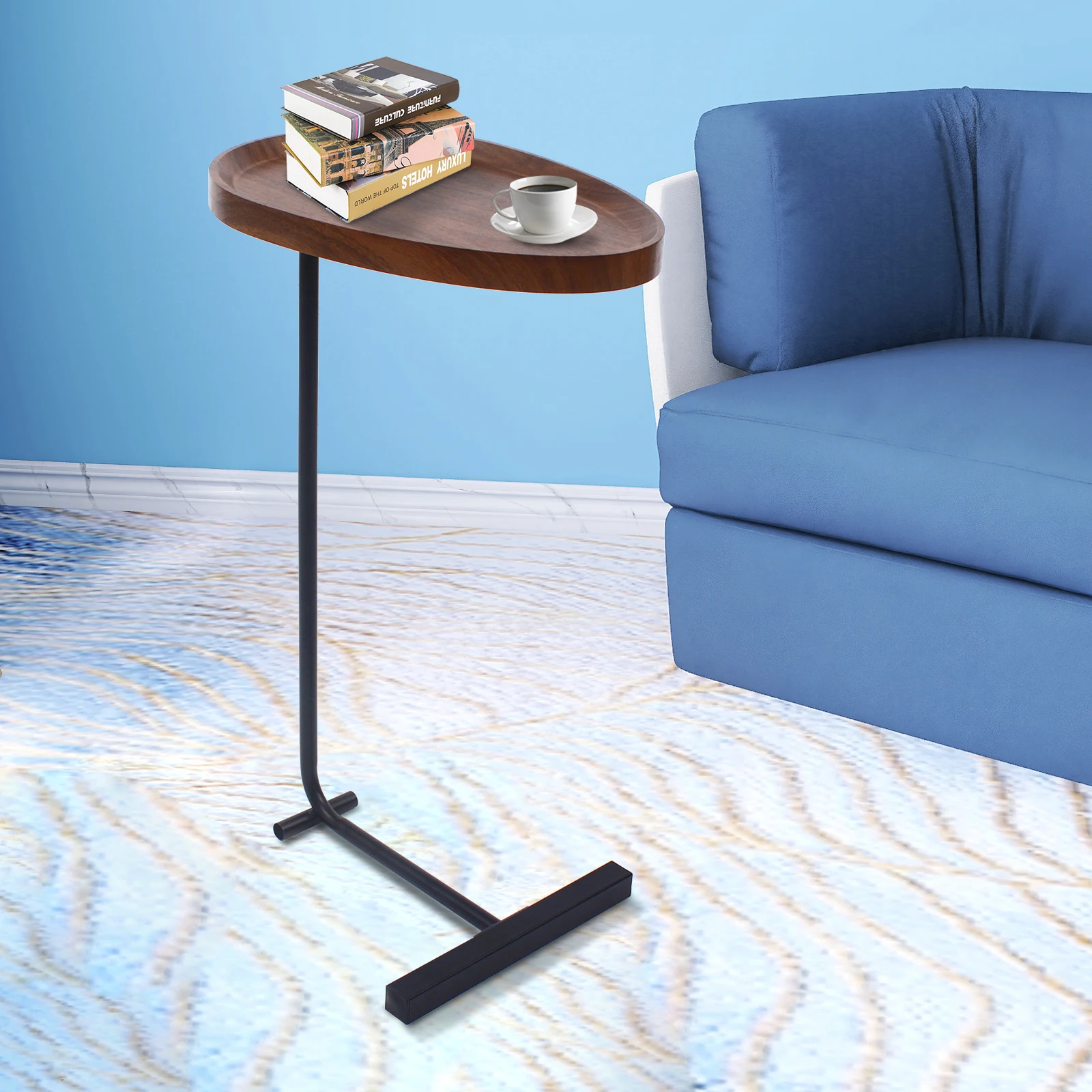 Side Table C Shaped End Table For Sofa Reading Book Workstation Sofa Side Table Waterproof Easy to Clean