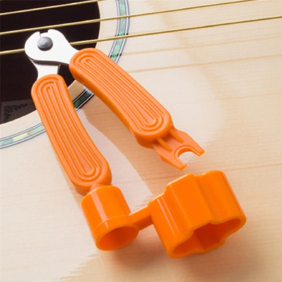 Guitar String Winder String Cutter Bridge Pin Puller 3 IN 1String Peg Winder Guitar Repair Tool Orange