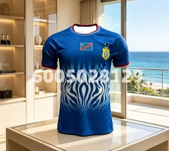 Nuevas Camisetas de Fútbol para Hombre Inspiradas en la República Democrática del Congo, Verano 2026, Diseño de Leopardo Azul con Estampado 3D, Conjuntos Familiares a Juego, Camisetas para Niños
