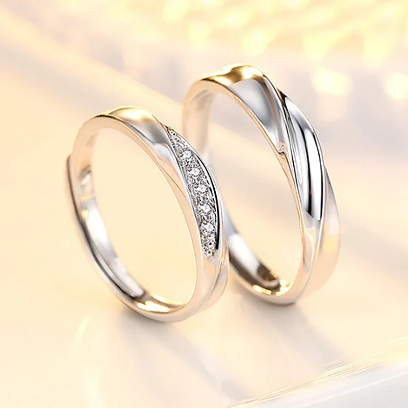 New Trendy Luxury Couple Rings for Women Men Dazzling Square Zirconia Delicate Ring Wedding Valentine's Day Romantic Jewelry