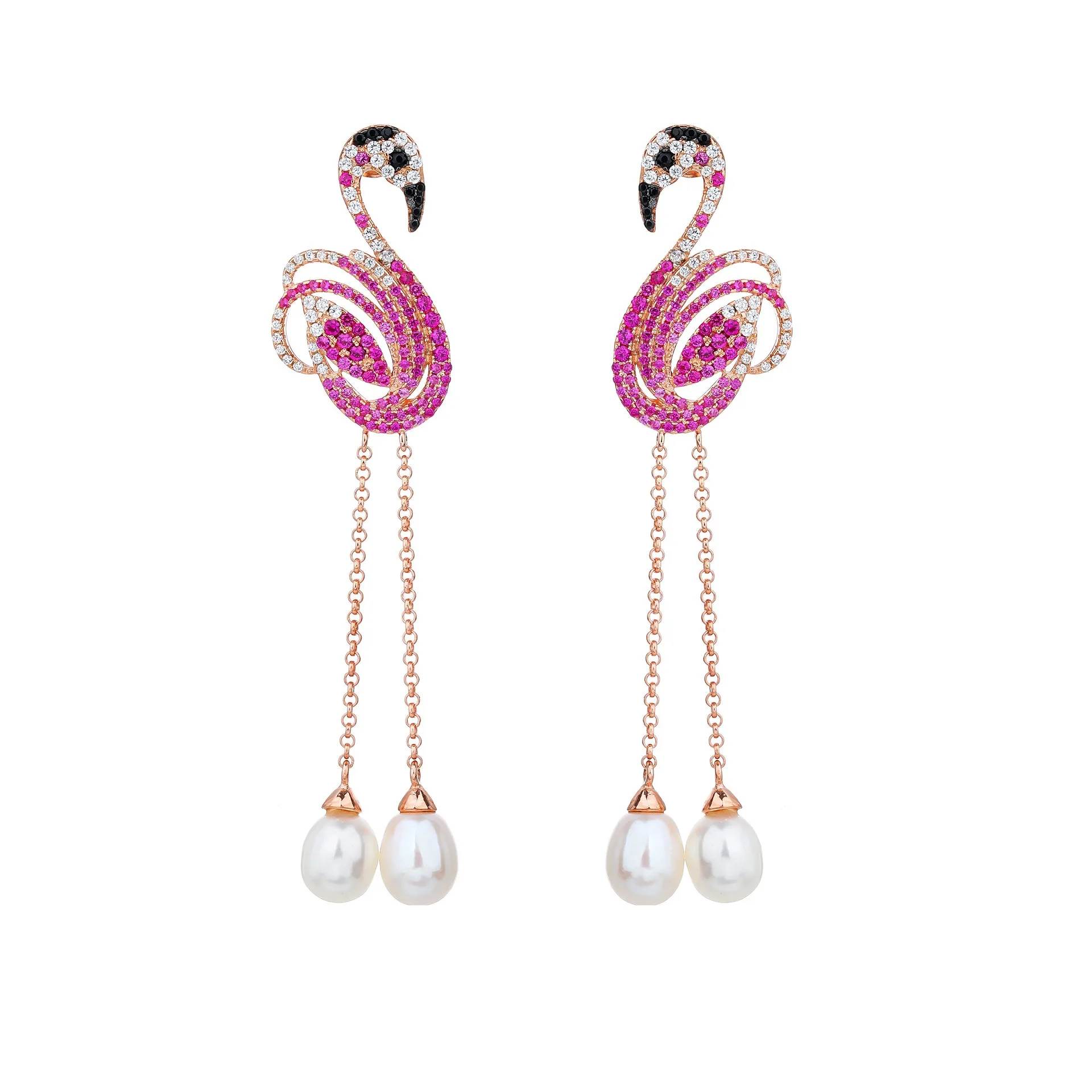

Full Crystal Flamingo Drop Earrings Women Large Statement Earrings Girls Trendy Party Wedding Bride Luxury Earrings Jewelry