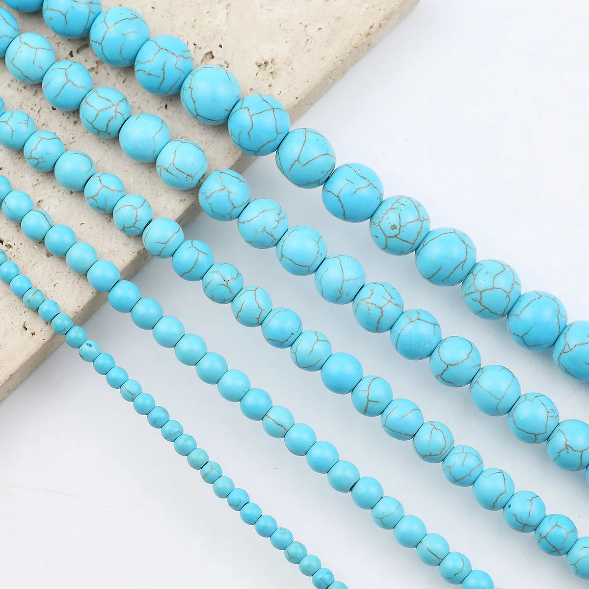 31-89pcs Synthetic Blue Turquoise Loose Beads Stone Round Spacers 4 6 8 10 12MM For Jewelry Bracelets Making DIY Accessories