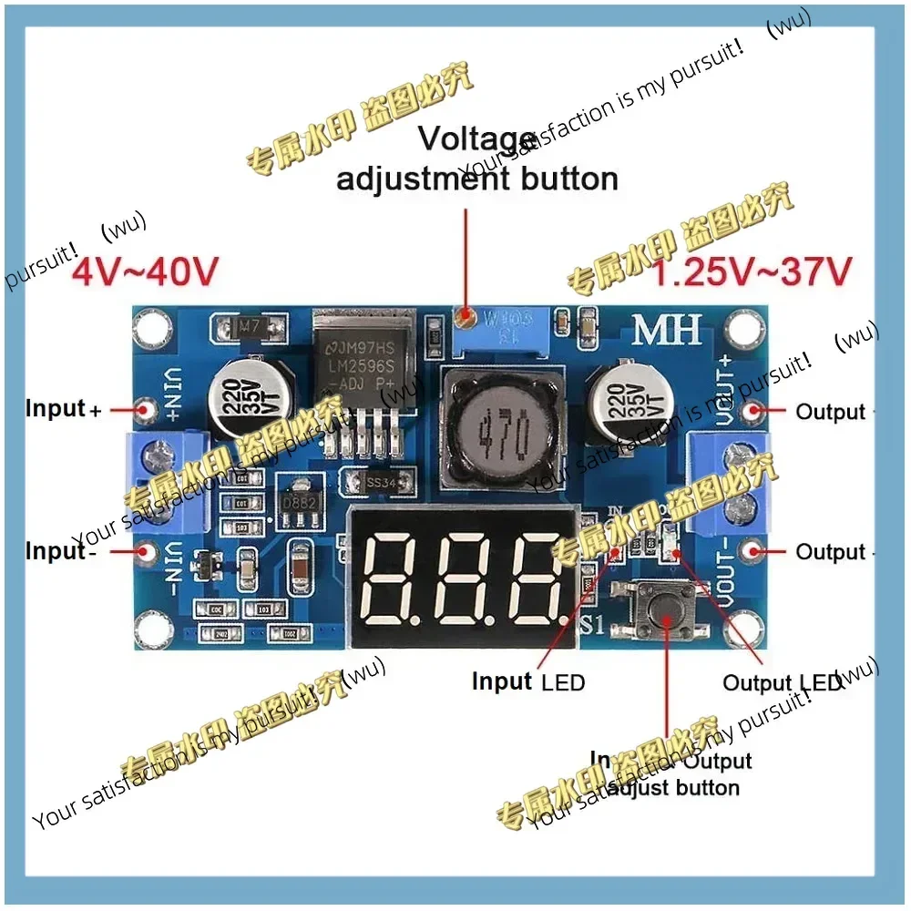 LM2596 DC Buck Voltage Regulator LED Display Voltmeter 4.0~ 40 to 1.3-37 V Buck Adapter, Adjustable Power Supply