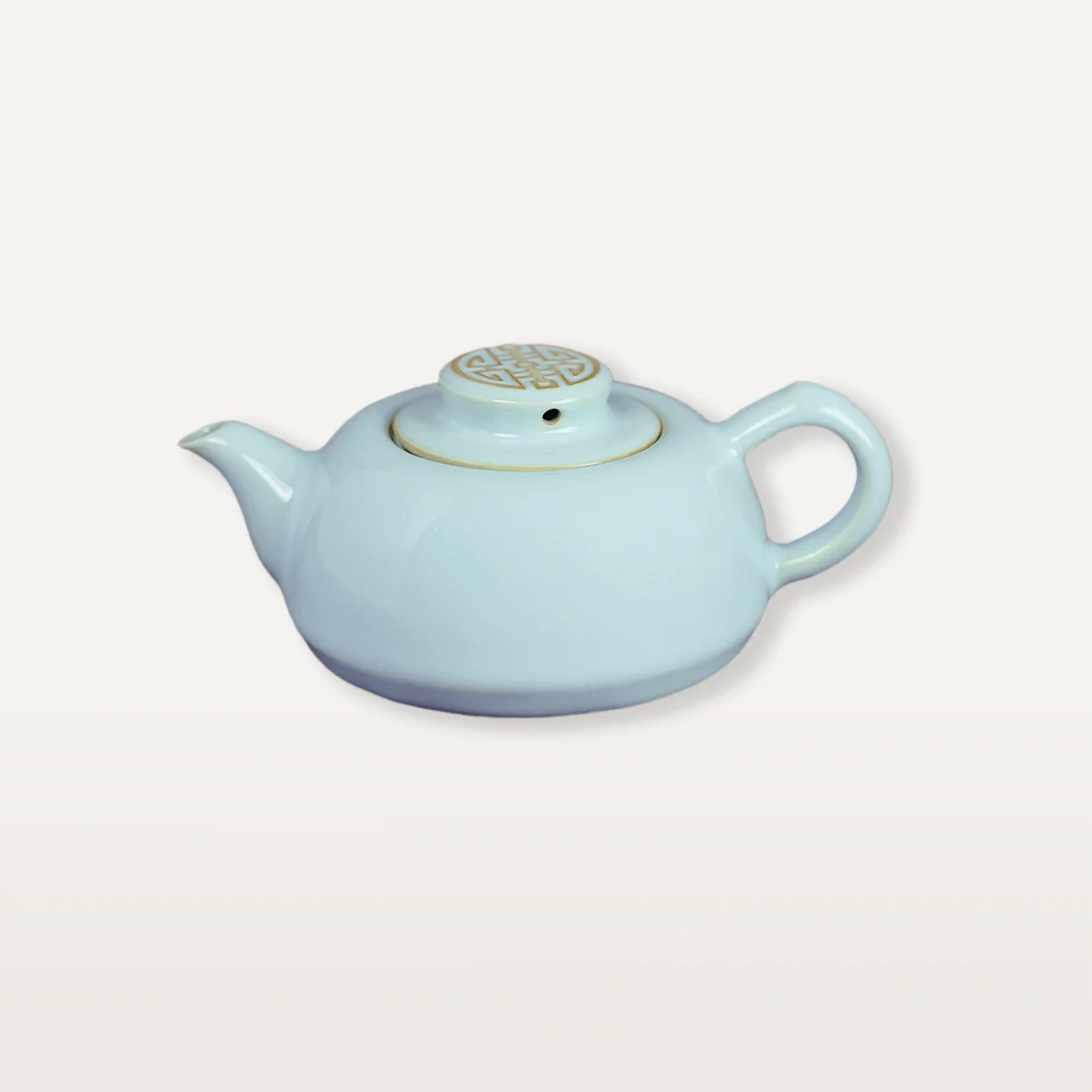 Hot Sale Chinese Ru Kiln Celadon Tea Set - Shouxi Teapot With Fair Cup, 6 Tea Cups & Saucers, Double Happiness For Wedding Gift