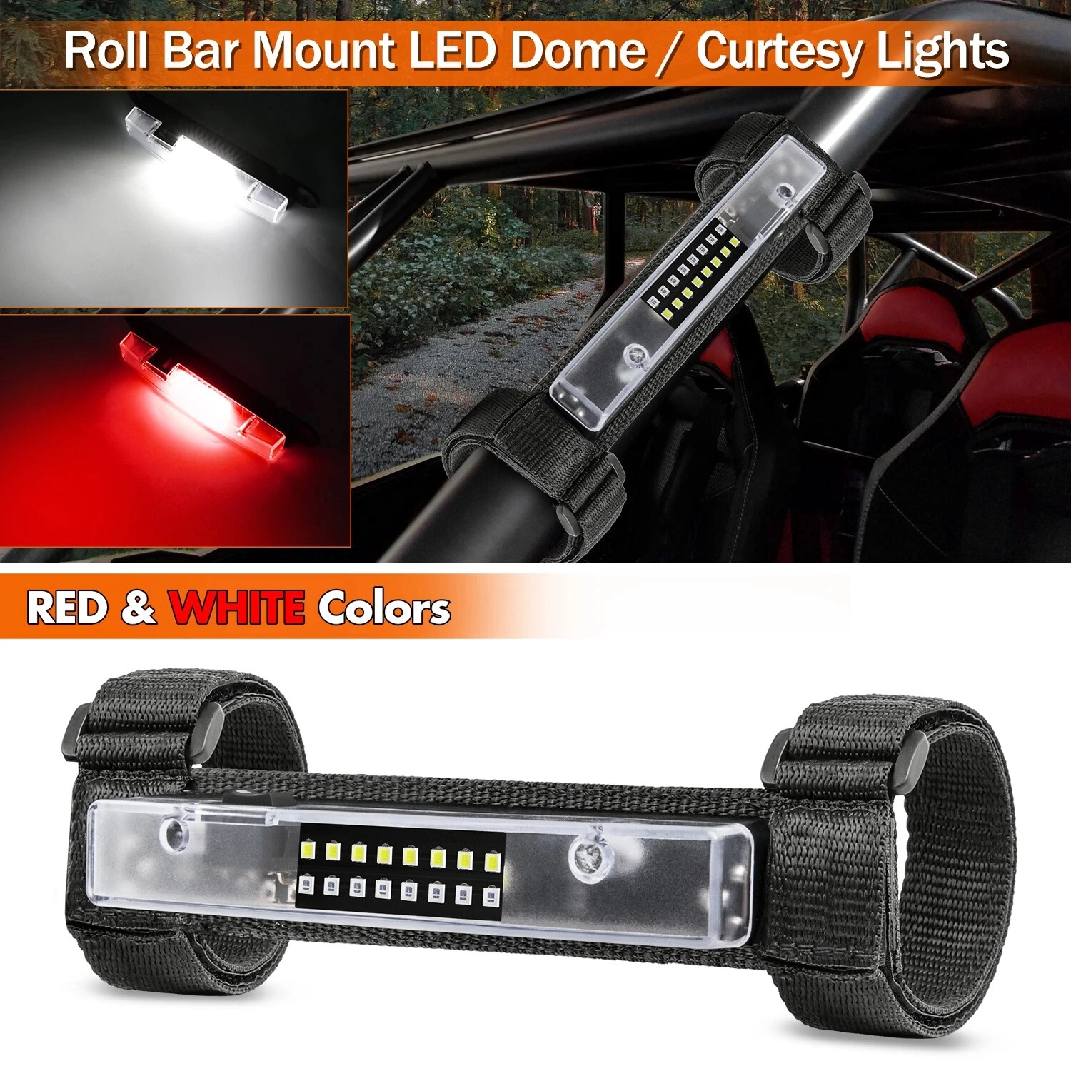UTV Interior Light Universal Roll Bar Mount For 2017-2025 Can Am Maverick X3 Max RV LED Boat Camper Trailer Marine Yacht Car Van