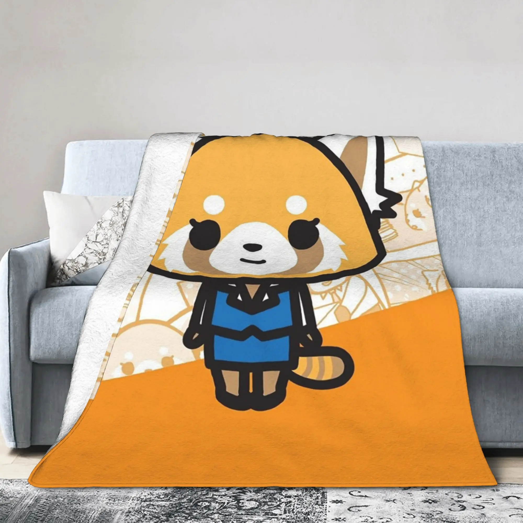 Aggretsuko Blanket Kawaii Aggressive Retsuko Karaoke Flannel Funny Warm Throw Blanket for Home Textile Decor