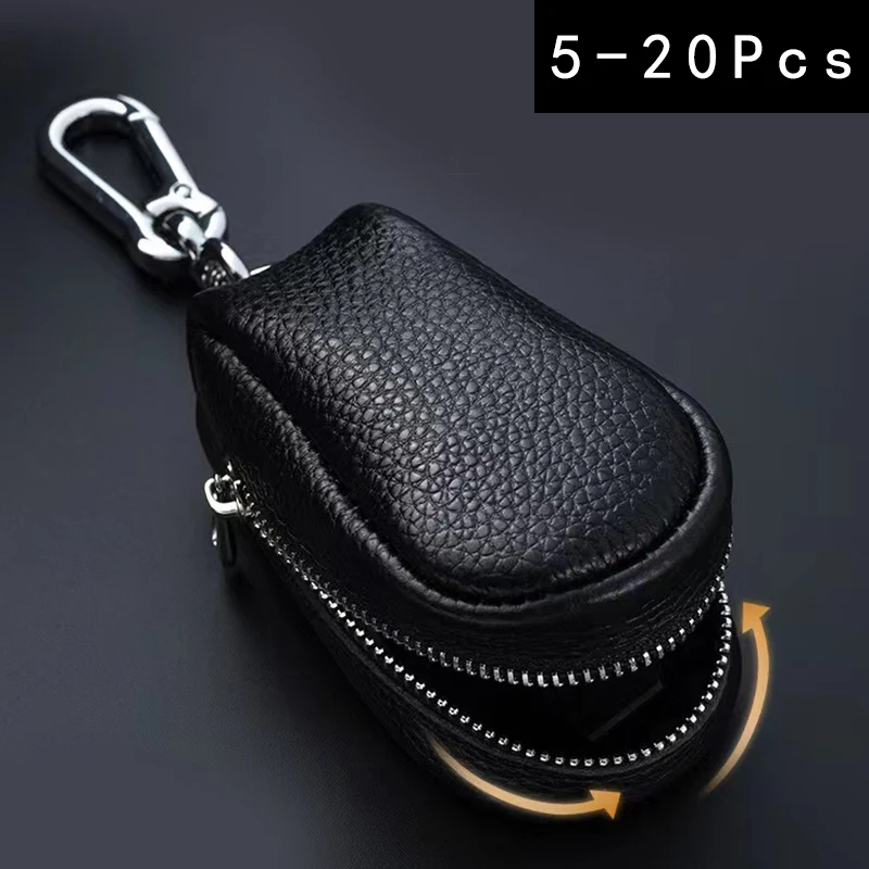 5/10/20Pcs Wholesale The First Layer of Cowhide Key Bag Large Capacity Leather Multi-function Car Key Bag for Men Women Key Bag