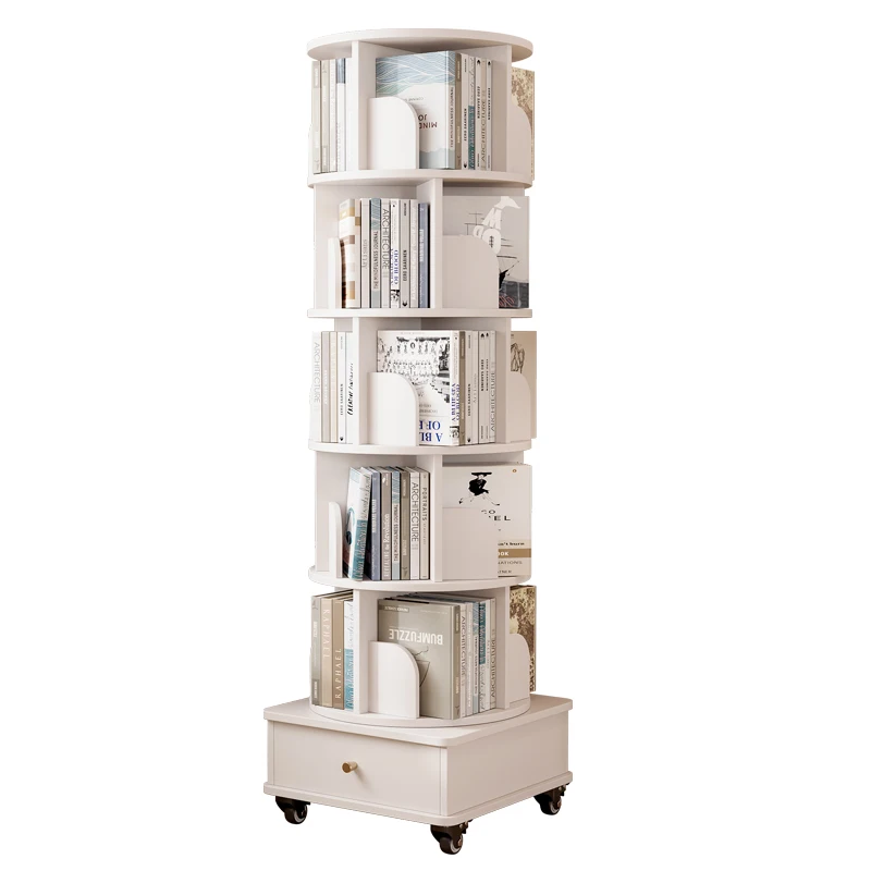 

Rotating bookshelf with 360 degree wheels, movable living room, floor to floor multi story storage cabinet for household