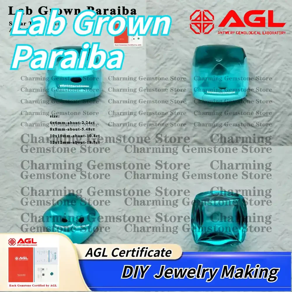 

Лабораторно выращенный камень Параиба в форме сахарной башни для изготовления ювелирных изделий своими руками: колец, ожерелий, инкрустаций. С сертификатом AGL. Искусственно созданный Параиба.