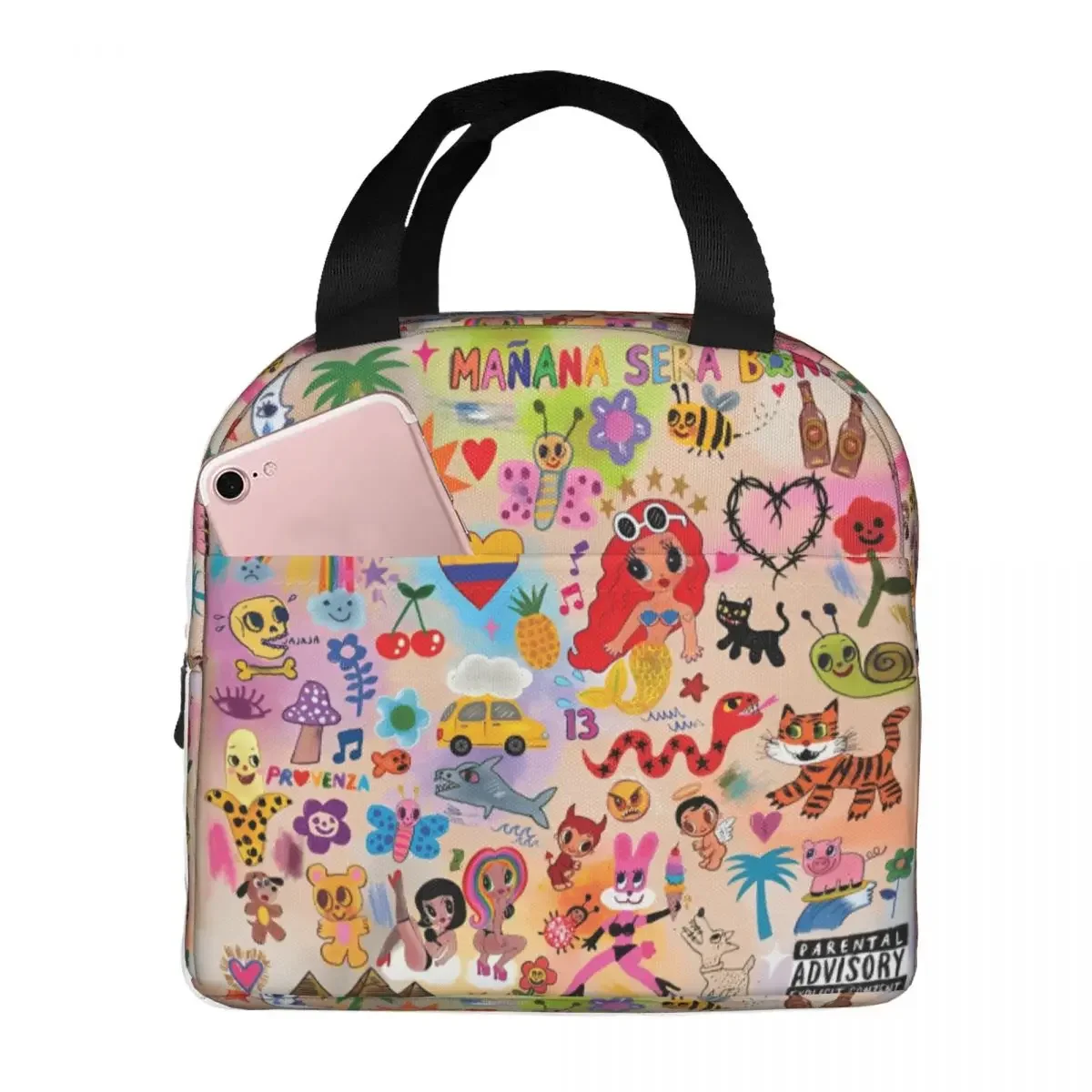 

Karol G With Red Hair Bichota Insulated Lunch Bag Portable Meal Container Cooler Bag Lunch Box Tote Work Travel Men Women