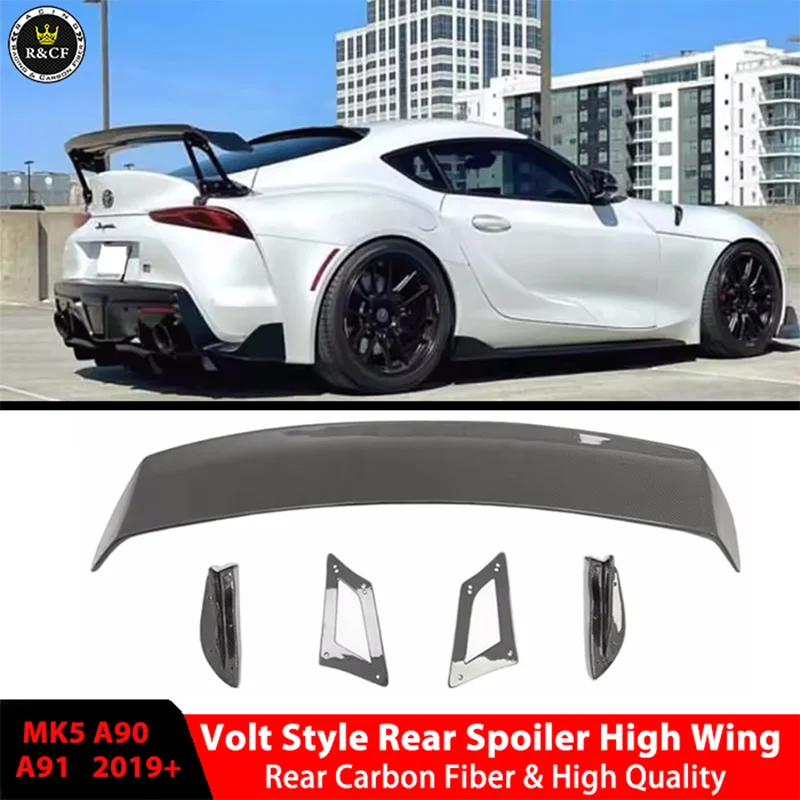 

Supra A90 A91 MK5 Spoiler Wing Carbon Fiber Rear Trunk High Wing Spoiler Volt style For 2020 2021 Toyota