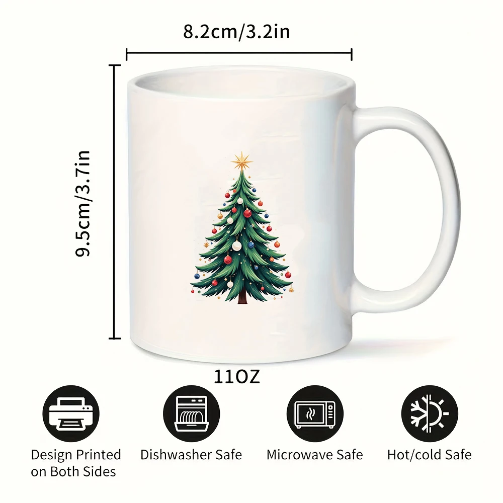 Tazza da 11 once + adesivo per albero di Natale dei cartoni animati + regalo di Natale - Set di tazze da caffè per ufficio familiare con bottiglia d'acqua per bambini