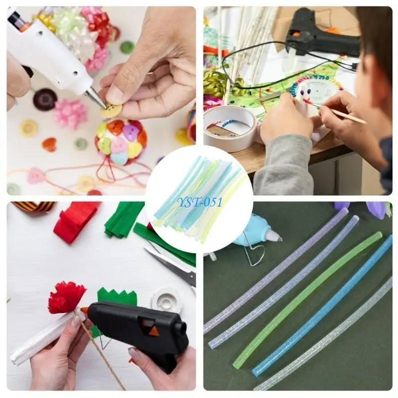 

E15A 100 Pack Mini Hot Melt Adhesive Sticks, 7x200mm, Suitable for Artistic Bonding Crafting and Home Repairs, Multi Coloured