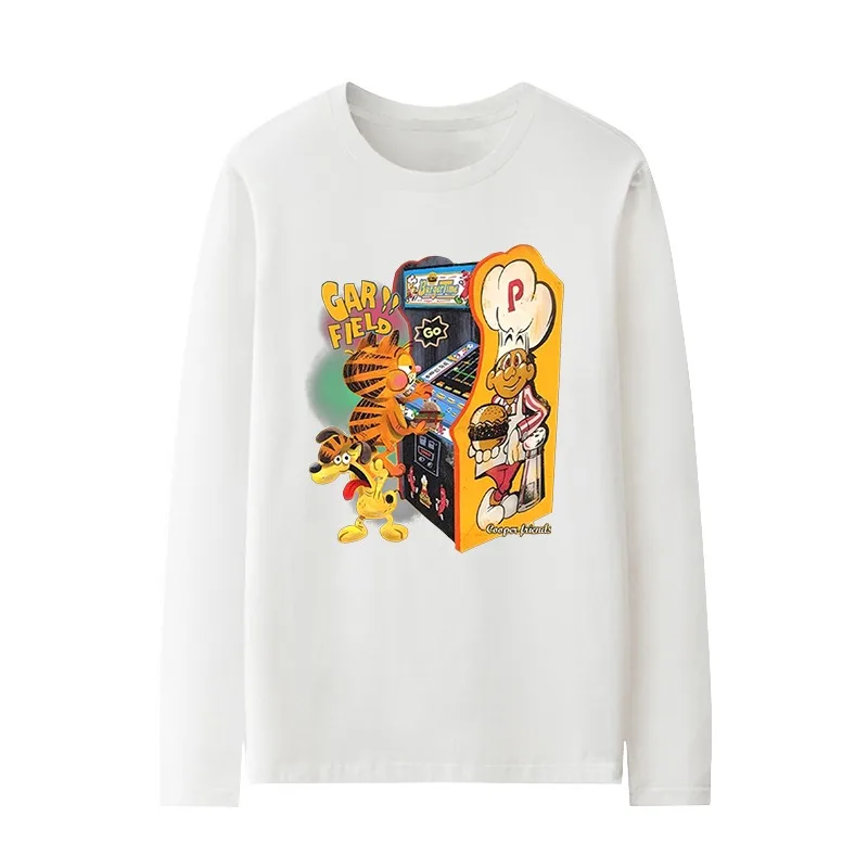 2026 جديد Miniso Anime Anime Garfield، قطة صفراء، بلوزة نسائية على الموضة في الشارع، أكمام طويلة للرجال...