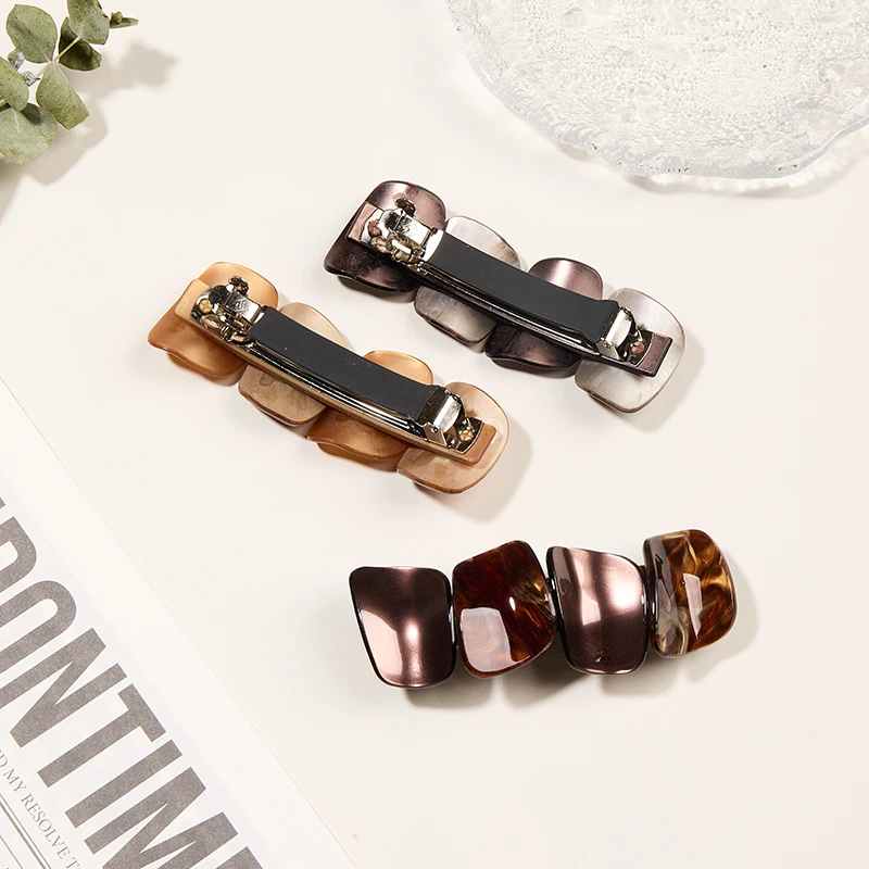 กิ๊บหนีบผมลายกระดูกเต่าสไตล์เรโทร วินเทจ น่ารัก รูปทรงไม่สมมาตร ทำจากอะซิเตท เครื่องประดับผมสุดหรูสำหรับผู้หญิง