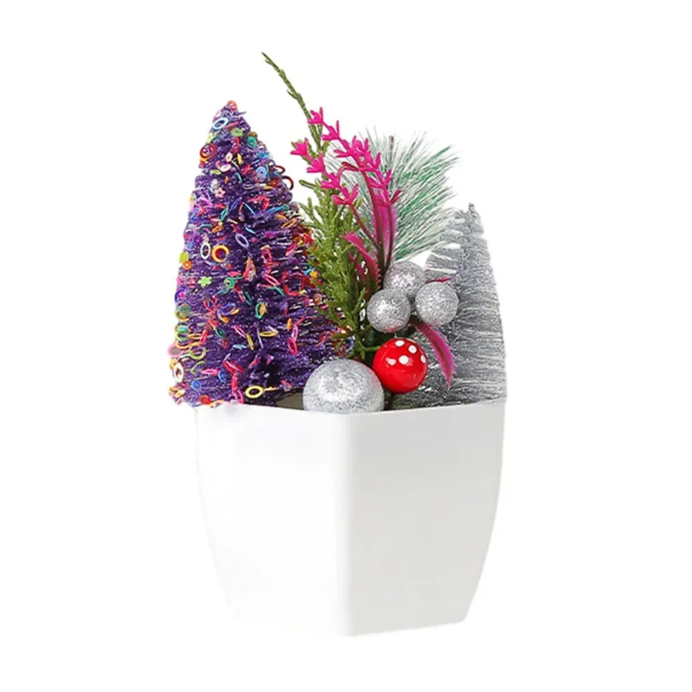 Simulated potted plant  for holiday home  bright colors  festive atmosphere  materials  8*8*20cm  red  purple  green  gold  blue