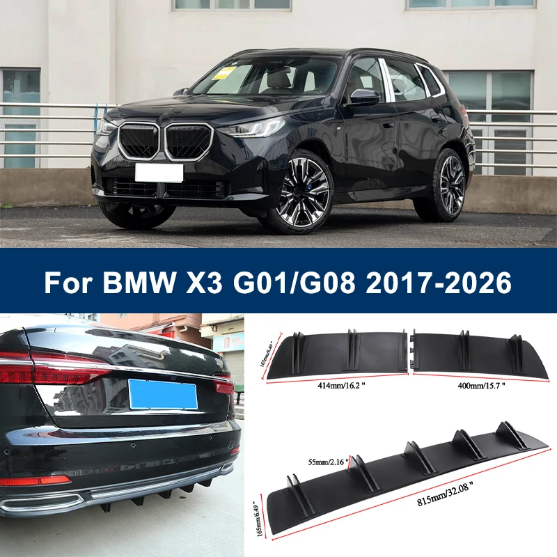 

2-Segment Shark Fin Rear Diffuser For BMW X3 G01 G08 2017-2026 2018 2019 Rear Bumper Lip Splitter Chassis Spoiler Tuning Parts