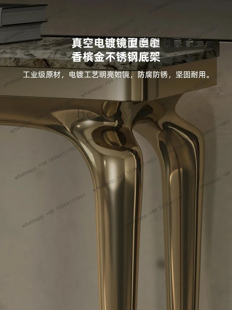 ld25 Italian simple luxury natural marble entrance table high-end modern minimalist light luxury stainless steel entrance table