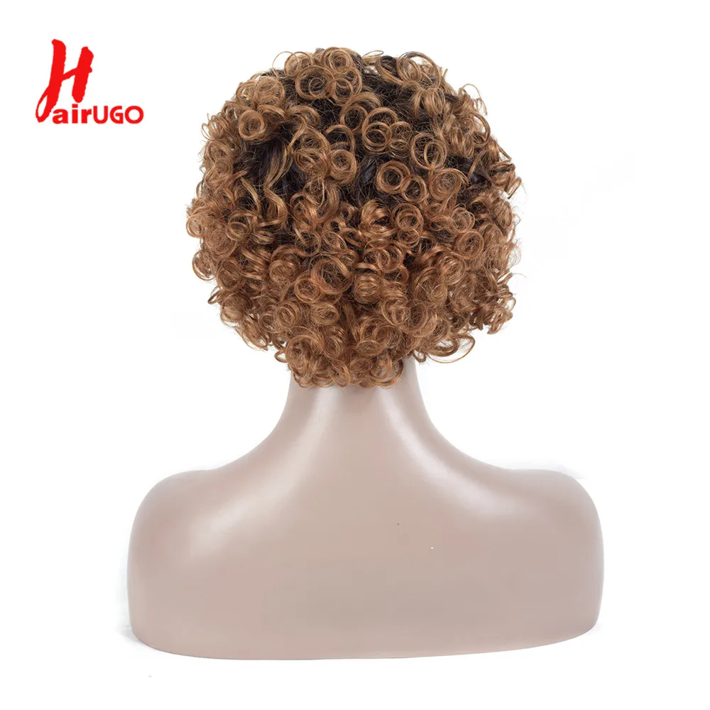 Omber Bouncy Human Hair Wigs T1B/30 Spiral Curl Human Hair Wigs Glueless Omber Brown Fringe Machine Human Hair Wigs HairUGo