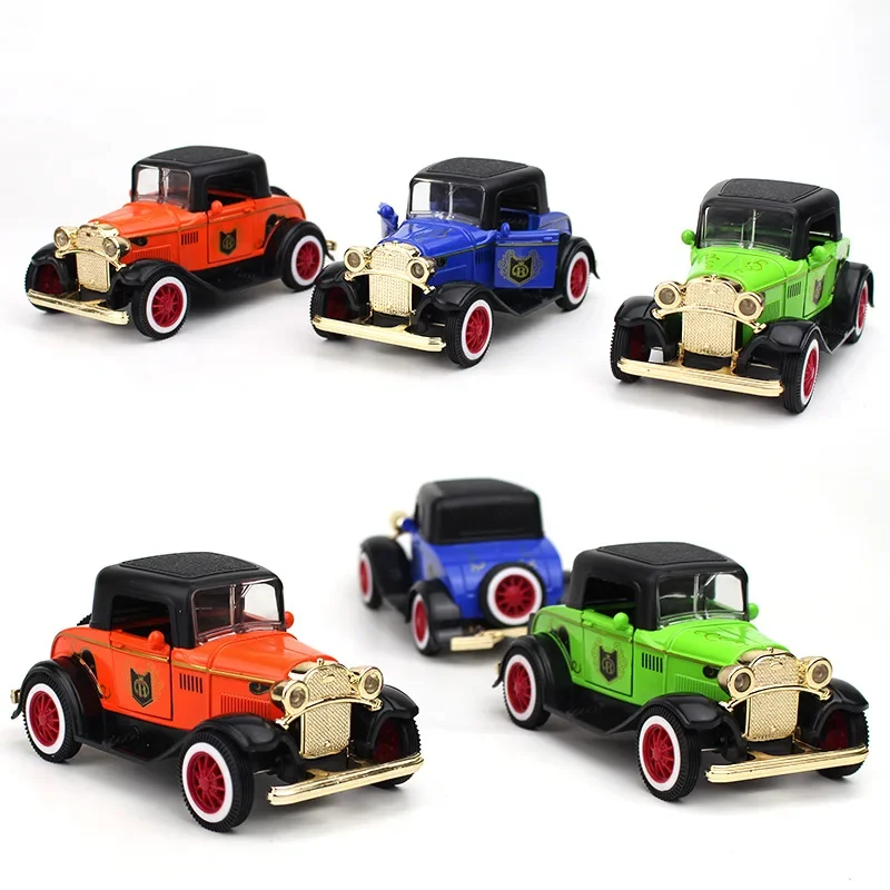 1: 32 Vintage Car Mini T-shaped FT Soft Top Car Model Diecast Alloy Vehicle Metal Pull Back Toy Gift for Children Boy Toy