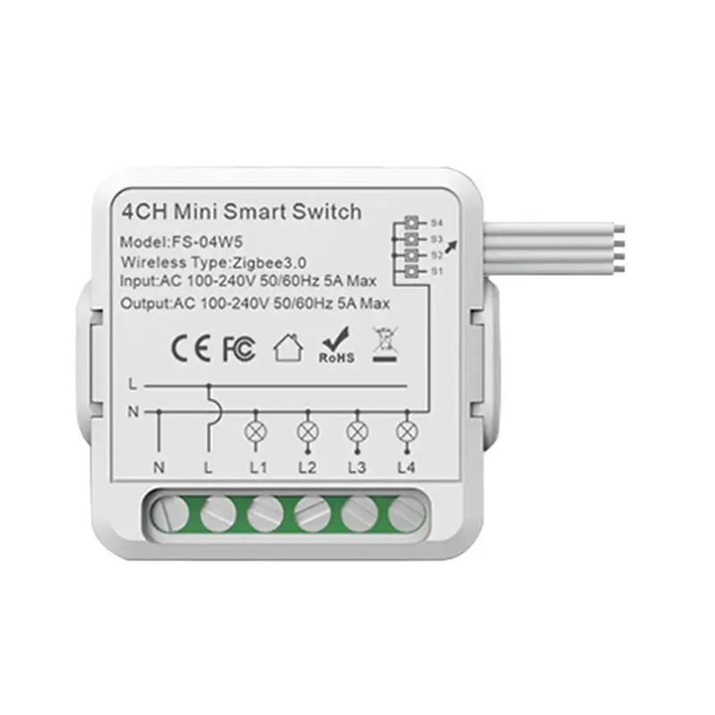 [B24B!】 Zigbee Relay Switch Module  3 / 4 Channel AC100-240V  Work With Alexa Home Mini Smart Switch Module  A